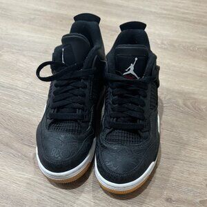 Jordan 4 Retro Laser Black Gum Sneakers | Youth 5Y (Women’s 6.5 / Men’s 5)
